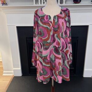 Adrienne Abstract Print Long Sleeve Tunic Top – Size Medium